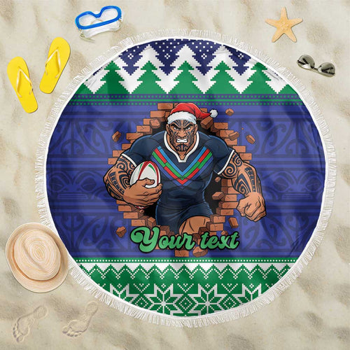 Merry Haka Warriors Personalised Beach Blanket Christmas Rugby League Spirit - Aussie Hoodie