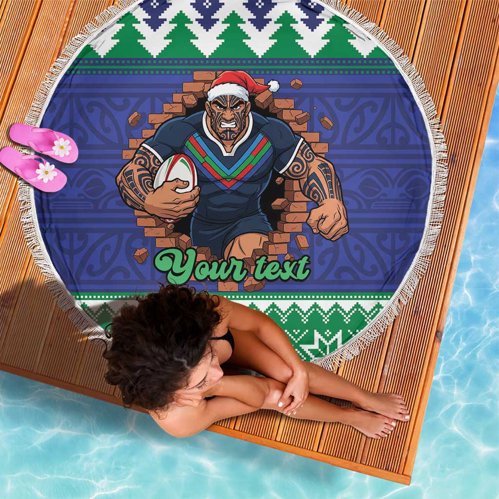 Merry Haka Warriors Personalised Beach Blanket Christmas Rugby League Spirit - Aussie Hoodie