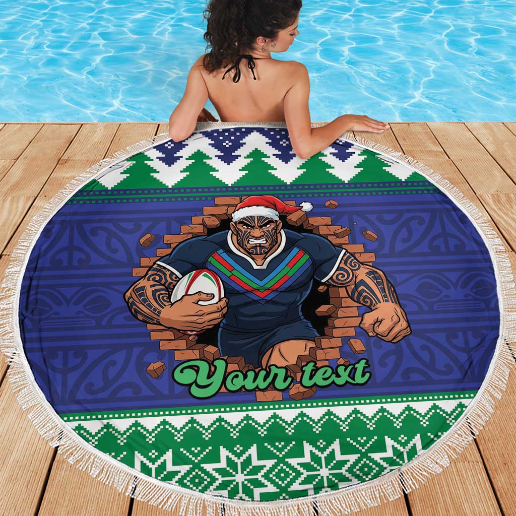 Merry Haka Warriors Personalised Beach Blanket Christmas Rugby League Spirit - Aussie Hoodie