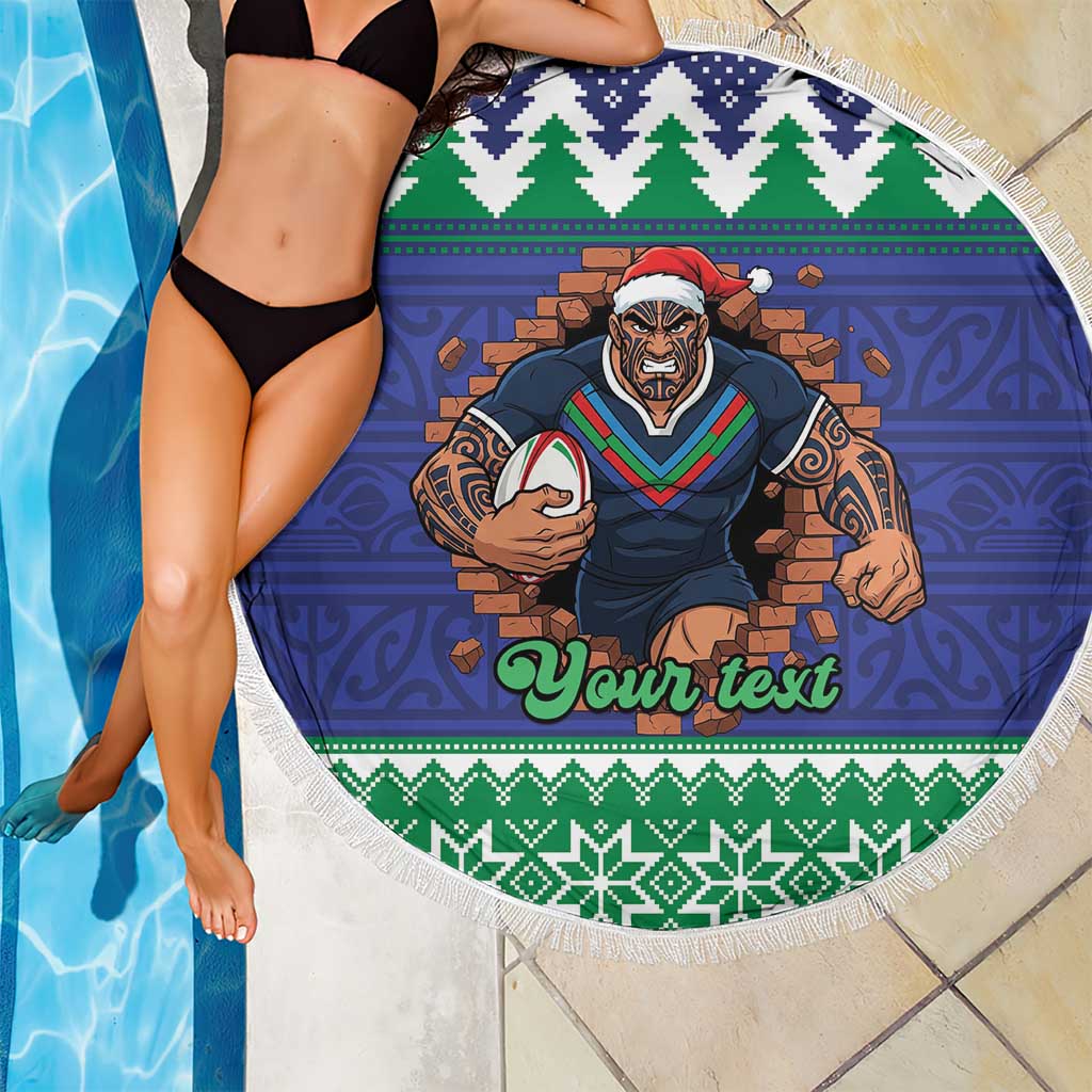 Merry Haka Warriors Personalised Beach Blanket Christmas Rugby League Spirit - Aussie Hoodie