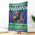 Merry Haka Warriors Personalised Blanket Christmas Rugby League Spirit - Aussie Hoodie