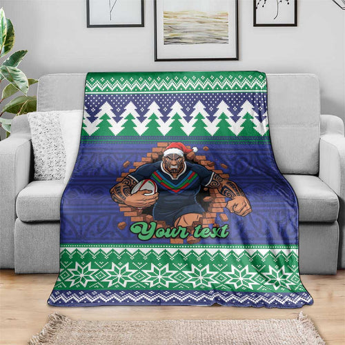 Merry Haka Warriors Personalised Blanket Christmas Rugby League Spirit - Aussie Hoodie
