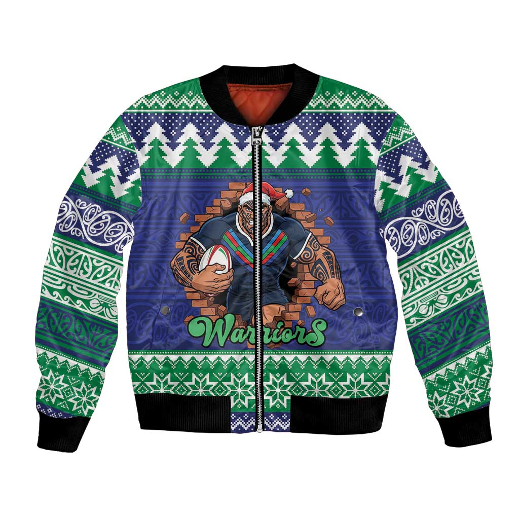 Merry Haka Warriors Personalised Bomber Jacket Christmas Rugby League Spirit - Aussie Hoodie