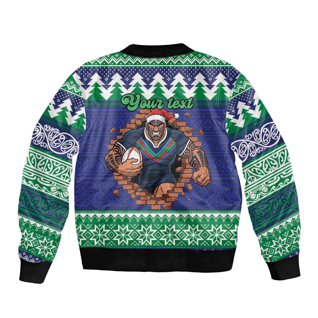 Merry Haka Warriors Personalised Bomber Jacket Christmas Rugby League Spirit - Aussie Hoodie