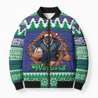 Merry Haka Warriors Personalised Bomber Puffer Jacket Christmas Rugby League Spirit - Aussie Hoodie