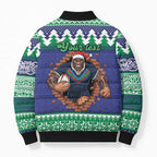 Merry Haka Warriors Personalised Bomber Puffer Jacket Christmas Rugby League Spirit - Aussie Hoodie
