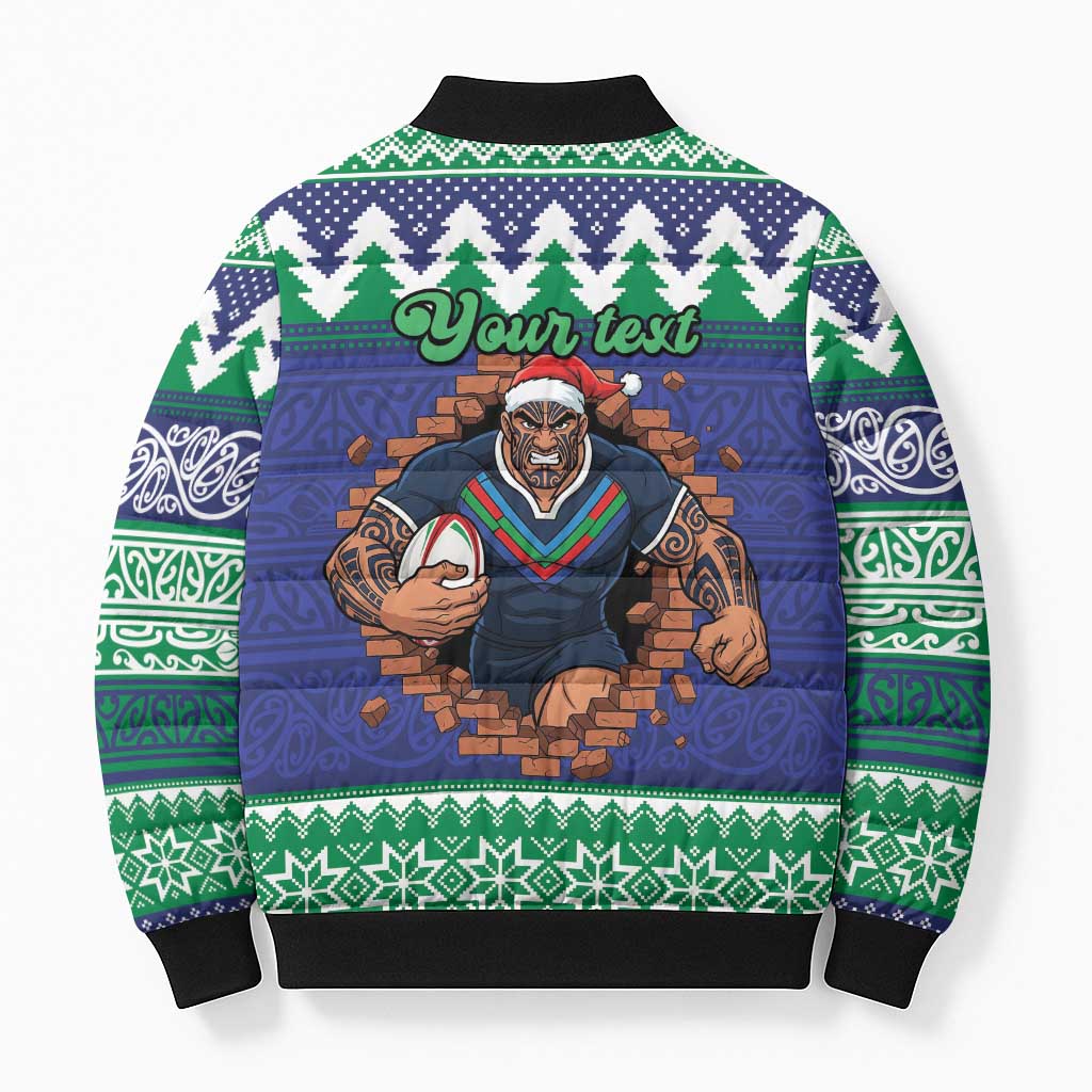 Merry Haka Warriors Personalised Bomber Puffer Jacket Christmas Rugby League Spirit - Aussie Hoodie