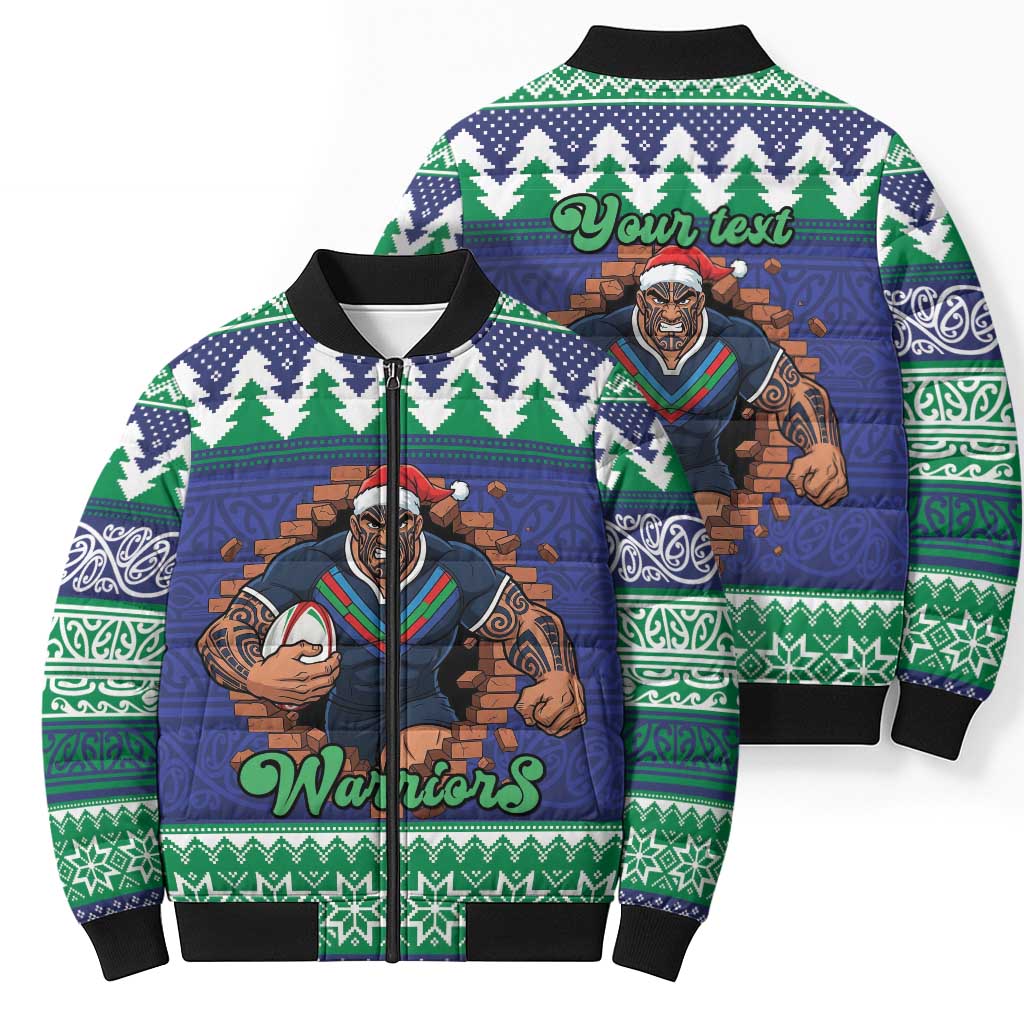 Merry Haka Warriors Personalised Bomber Puffer Jacket Christmas Rugby League Spirit - Aussie Hoodie