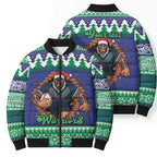 Merry Haka Warriors Personalised Bomber Puffer Jacket Christmas Rugby League Spirit - Aussie Hoodie