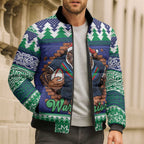 Merry Haka Warriors Personalised Bomber Puffer Jacket Christmas Rugby League Spirit - Aussie Hoodie