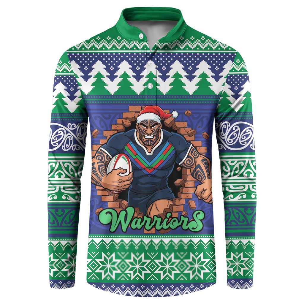 Merry Haka Warriors Personalised Button Sweatshirt Christmas Rugby League Spirit - Aussie Hoodie