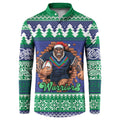 Merry Haka Warriors Personalised Button Sweatshirt Christmas Rugby League Spirit - Aussie Hoodie