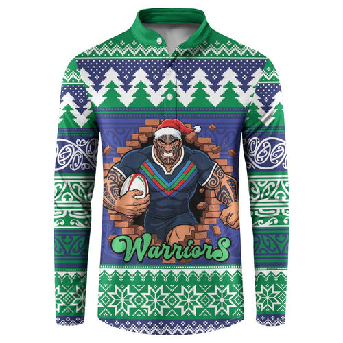 Merry Haka Warriors Personalised Button Sweatshirt Christmas Rugby League Spirit - Aussie Hoodie