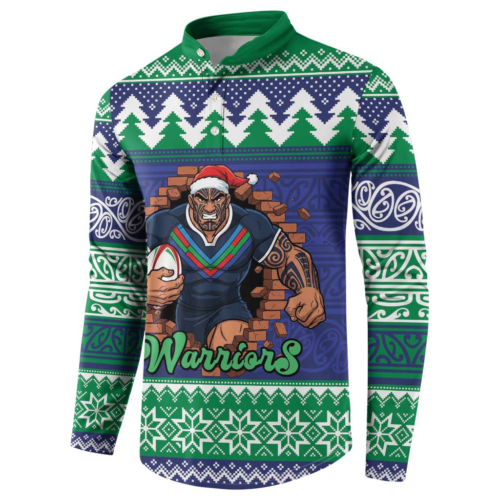 Merry Haka Warriors Personalised Button Sweatshirt Christmas Rugby League Spirit - Aussie Hoodie