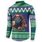 Merry Haka Warriors Personalised Button Sweatshirt Christmas Rugby League Spirit - Aussie Hoodie