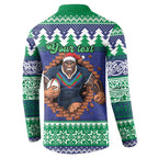 Merry Haka Warriors Personalised Button Sweatshirt Christmas Rugby League Spirit - Aussie Hoodie