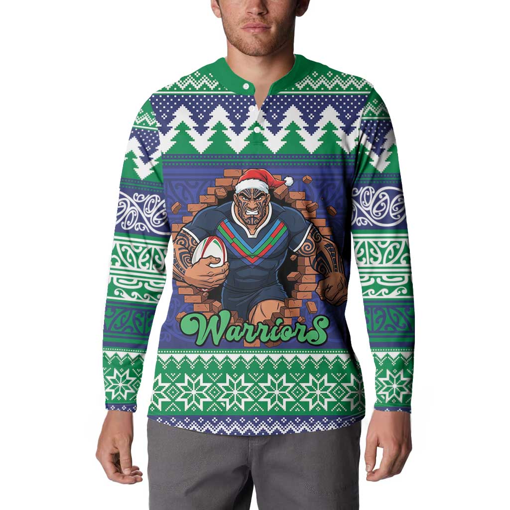 Merry Haka Warriors Personalised Button Sweatshirt Christmas Rugby League Spirit - Aussie Hoodie