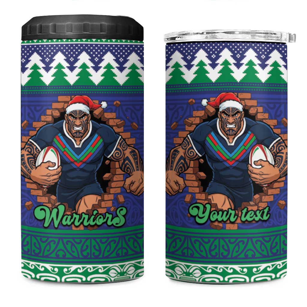 Merry Haka Warriors Personalised 4 in 1 Can Cooler Tumbler Christmas Rugby League Spirit - Aussie Hoodie