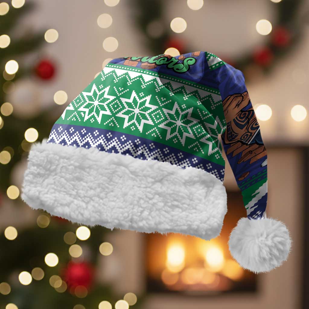 Merry Haka Warriors Personalised Christmas Santa Hat Christmas Rugby League Spirit - Aussie Hoodie