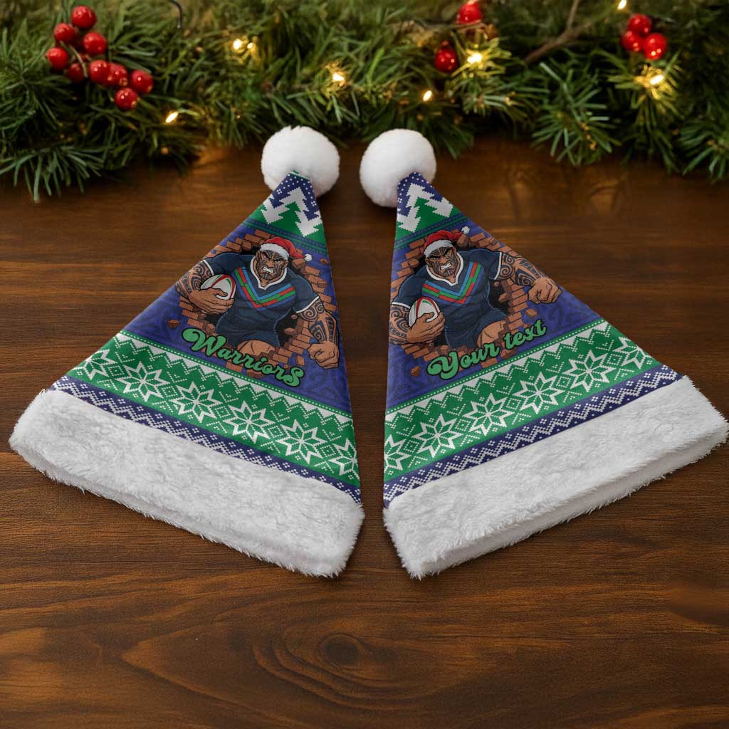 Merry Haka Warriors Personalised Christmas Santa Hat Christmas Rugby League Spirit - Aussie Hoodie