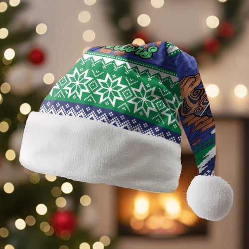 Merry Haka Warriors Personalised Christmas Santa Hat Christmas Rugby League Spirit - Aussie Hoodie