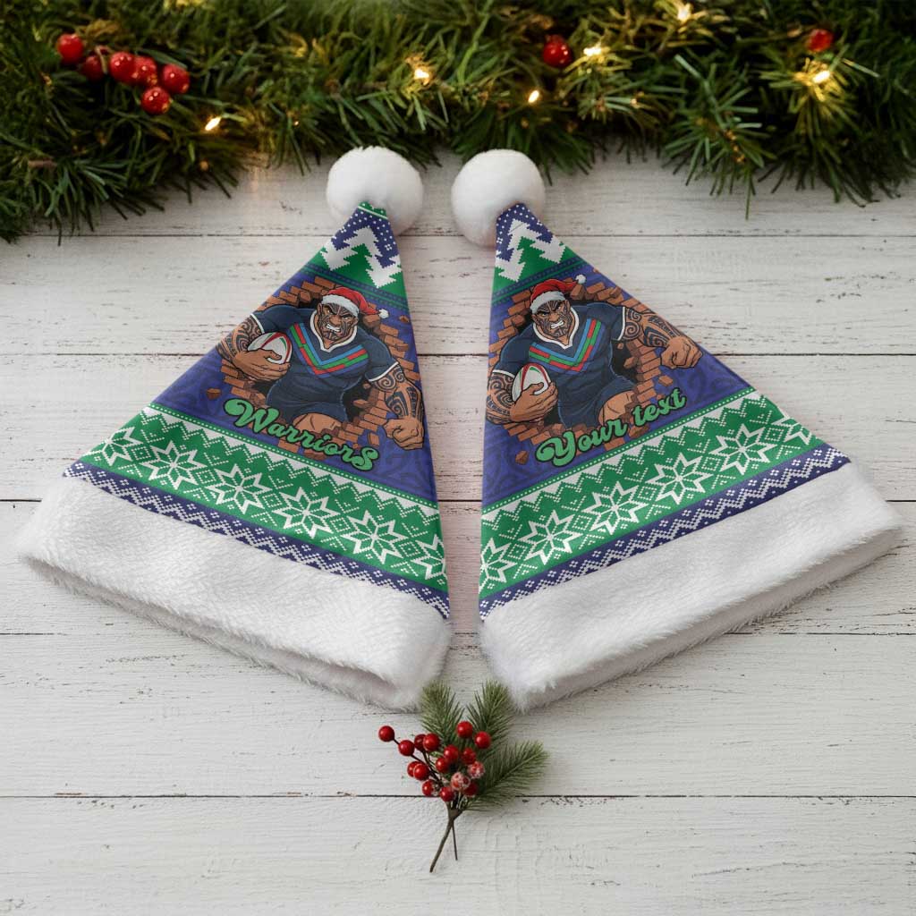 Merry Haka Warriors Personalised Christmas Santa Hat Christmas Rugby League Spirit - Aussie Hoodie
