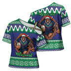 Merry Haka Warriors Personalised Cross Shoulder Shirt Christmas Rugby League Spirit - Aussie Hoodie