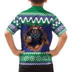 Merry Haka Warriors Personalised Family Matching Long Sleeve Bodycon Dress and Hawaiian Shirt Christmas Rugby League Spirit - Aussie Hoodie