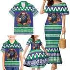 Merry Haka Warriors Personalised Family Matching Mermaid Dress and Hawaiian Shirt Christmas Rugby League Spirit - Aussie Hoodie