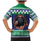 Merry Haka Warriors Personalised Family Matching Mermaid Dress and Hawaiian Shirt Christmas Rugby League Spirit - Aussie Hoodie