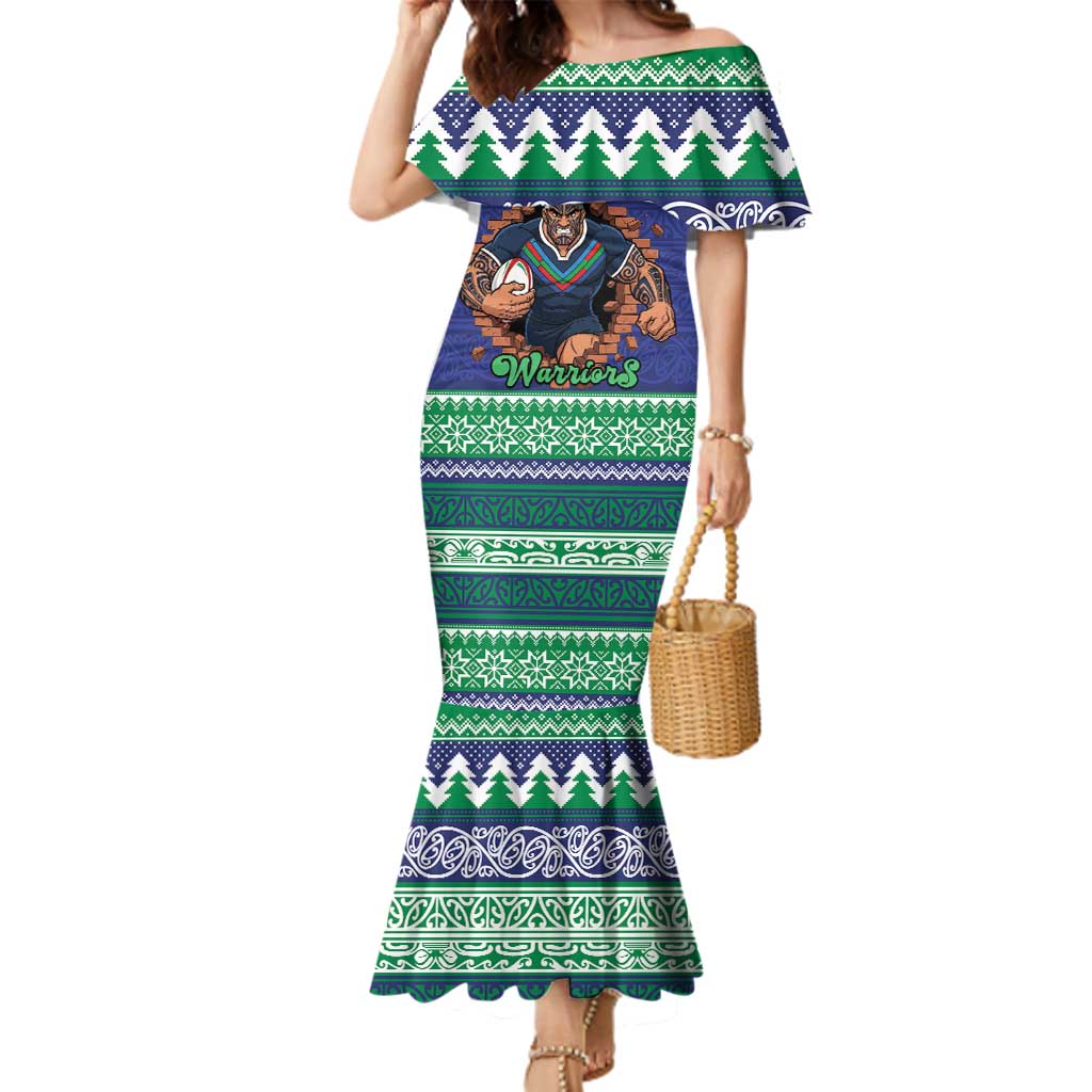 Merry Haka Warriors Personalised Family Matching Mermaid Dress and Hawaiian Shirt Christmas Rugby League Spirit - Aussie Hoodie