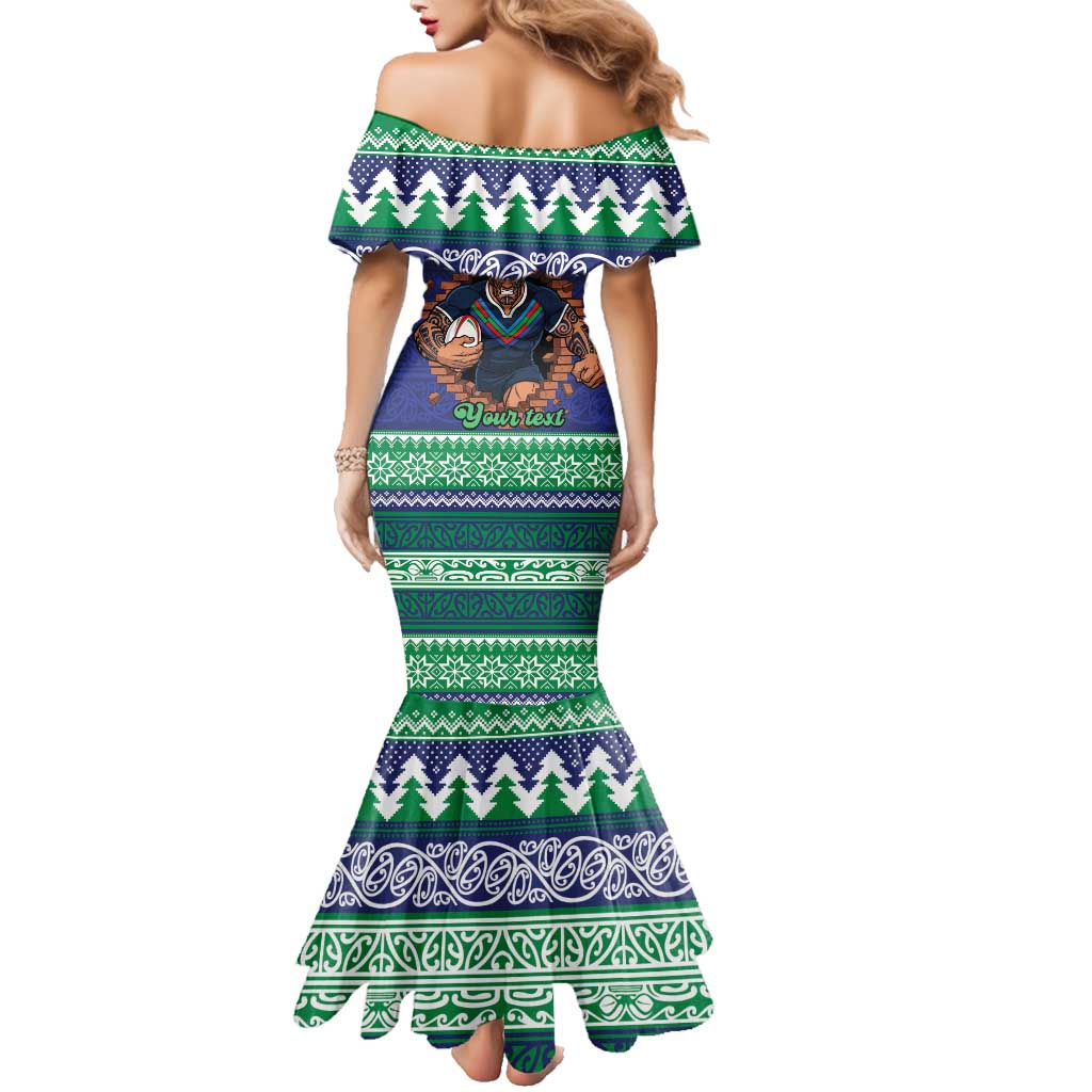 Merry Haka Warriors Personalised Family Matching Mermaid Dress and Hawaiian Shirt Christmas Rugby League Spirit - Aussie Hoodie