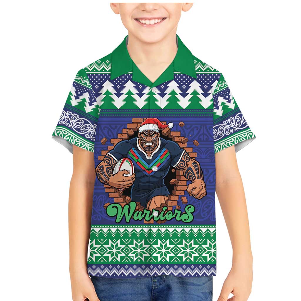 Merry Haka Warriors Personalised Family Matching Mermaid Dress and Hawaiian Shirt Christmas Rugby League Spirit - Aussie Hoodie