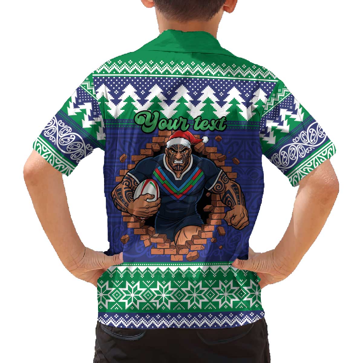 Merry Haka Warriors Personalised Family Matching Off The Shoulder Long Sleeve Dress and Hawaiian Shirt Christmas Rugby League Spirit - Aussie Hoodie