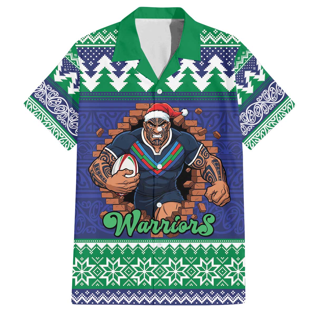 Merry Haka Warriors Personalised Family Matching Off The Shoulder Long Sleeve Dress and Hawaiian Shirt Christmas Rugby League Spirit - Aussie Hoodie