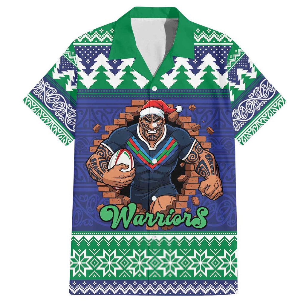 Merry Haka Warriors Personalised Family Matching Off The Shoulder Long Sleeve Dress and Hawaiian Shirt Christmas Rugby League Spirit - Aussie Hoodie