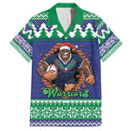 Merry Haka Warriors Personalised Family Matching Off The Shoulder Long Sleeve Dress and Hawaiian Shirt Christmas Rugby League Spirit - Aussie Hoodie