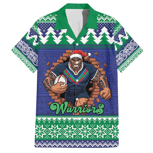 Merry Haka Warriors Personalised Family Matching Off The Shoulder Long Sleeve Dress and Hawaiian Shirt Christmas Rugby League Spirit - Aussie Hoodie