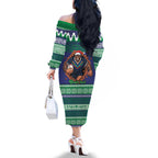 Merry Haka Warriors Personalised Family Matching Off The Shoulder Long Sleeve Dress and Hawaiian Shirt Christmas Rugby League Spirit - Aussie Hoodie