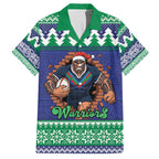 Merry Haka Warriors Personalised Family Matching Off Shoulder Maxi Dress and Hawaiian Shirt Christmas Rugby League Spirit - Aussie Hoodie