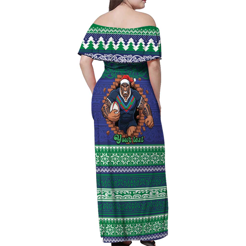 Merry Haka Warriors Personalised Family Matching Off Shoulder Maxi Dress and Hawaiian Shirt Christmas Rugby League Spirit - Aussie Hoodie