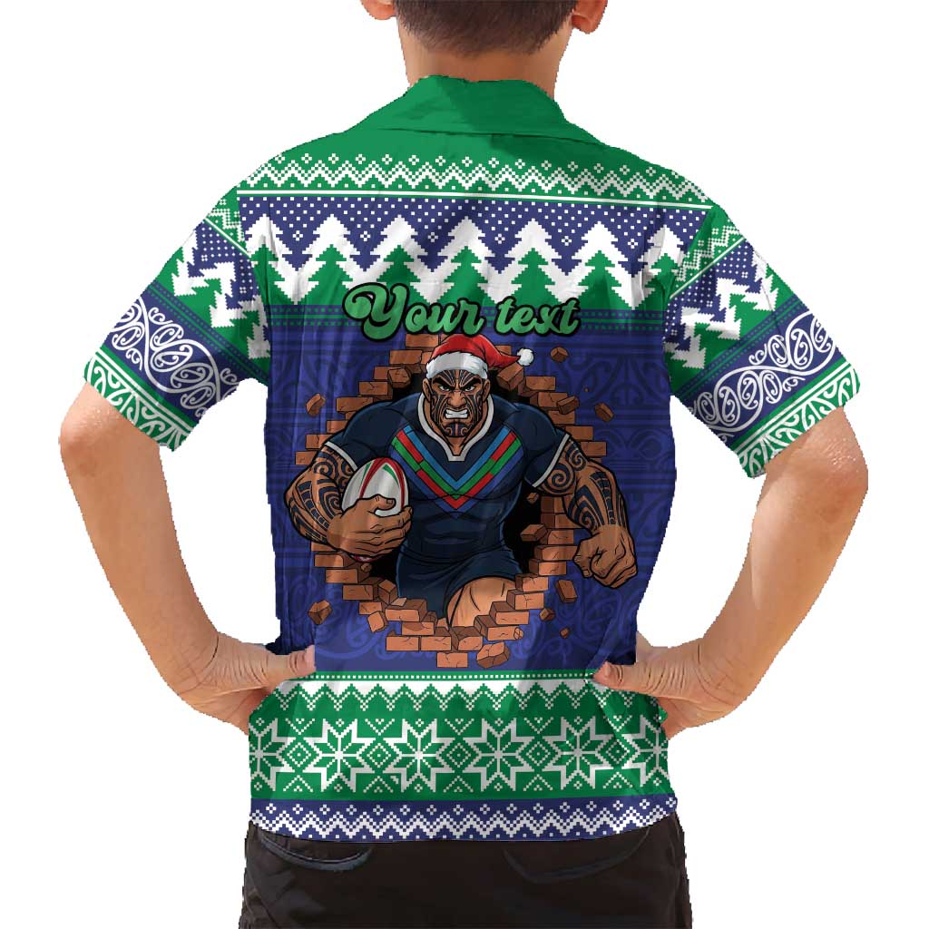 Merry Haka Warriors Personalised Family Matching Off Shoulder Short Dress and Hawaiian Shirt Christmas Rugby League Spirit - Aussie Hoodie