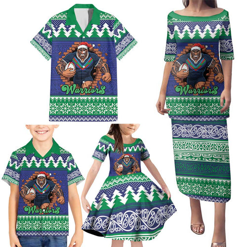 Merry Haka Warriors Personalised Family Matching Puletasi and Hawaiian Shirt Christmas Rugby League Spirit - Aussie Hoodie