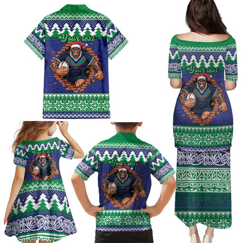 Merry Haka Warriors Personalised Family Matching Puletasi and Hawaiian Shirt Christmas Rugby League Spirit - Aussie Hoodie