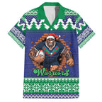 Merry Haka Warriors Personalised Family Matching Short Sleeve Bodycon Dress and Hawaiian Shirt Christmas Rugby League Spirit - Aussie Hoodie