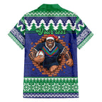 Merry Haka Warriors Personalised Family Matching Short Sleeve Bodycon Dress and Hawaiian Shirt Christmas Rugby League Spirit - Aussie Hoodie