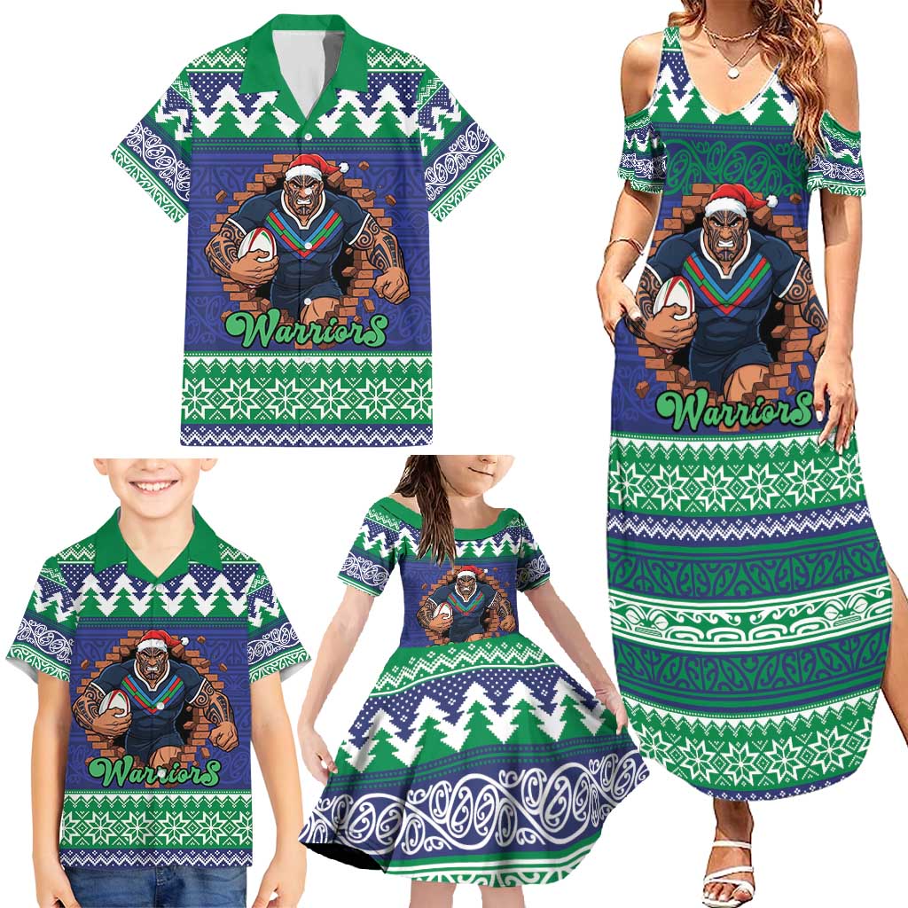 Merry Haka Warriors Personalised Family Matching Summer Maxi Dress and Hawaiian Shirt Christmas Rugby League Spirit - Aussie Hoodie