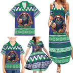 Merry Haka Warriors Personalised Family Matching Summer Maxi Dress and Hawaiian Shirt Christmas Rugby League Spirit - Aussie Hoodie