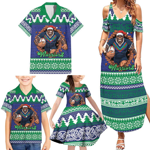 Merry Haka Warriors Personalised Family Matching Summer Maxi Dress and Hawaiian Shirt Christmas Rugby League Spirit - Aussie Hoodie