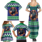 Merry Haka Warriors Personalised Family Matching Summer Maxi Dress and Hawaiian Shirt Christmas Rugby League Spirit - Aussie Hoodie